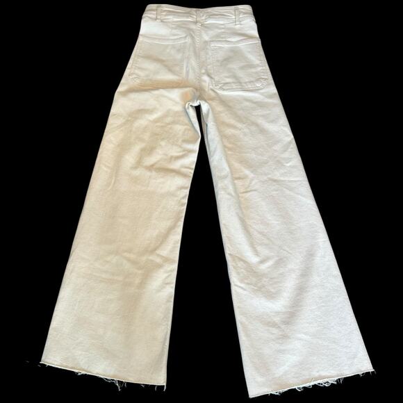 NWOT Zara Wide Leg Stretch Jeans Patch Pockets High Waist Wide Leg Frayed Hem 2 - Picture 3 of 11